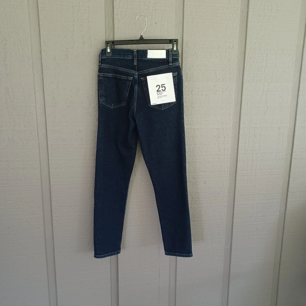 RE/DONE 90's High Rise Ankle Crop Jean Size 25 Women Button Fly In Dark Rinse